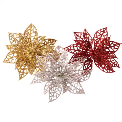 High Quality Custom Christmas Glitter Leaves Hair Clip Plastic Christmas Accessories