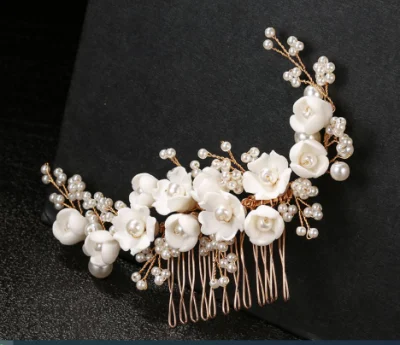 Luxury Bridal Wedding Pearl Clay Hair Comb Hair Clip Headpiece, Bridal Vintage Pearl Hair Accessories